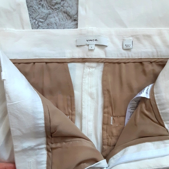 Vince Tapered Cropped Pants linen Blend In Off White Size 2. - Picture 13 of 14
